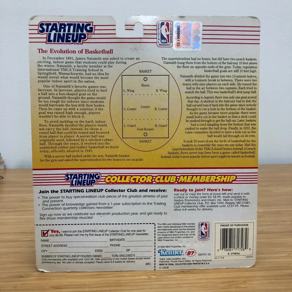 Kenner Starting Lineup Action Figure Fans Yellow Shaquille O'Neal Lakers